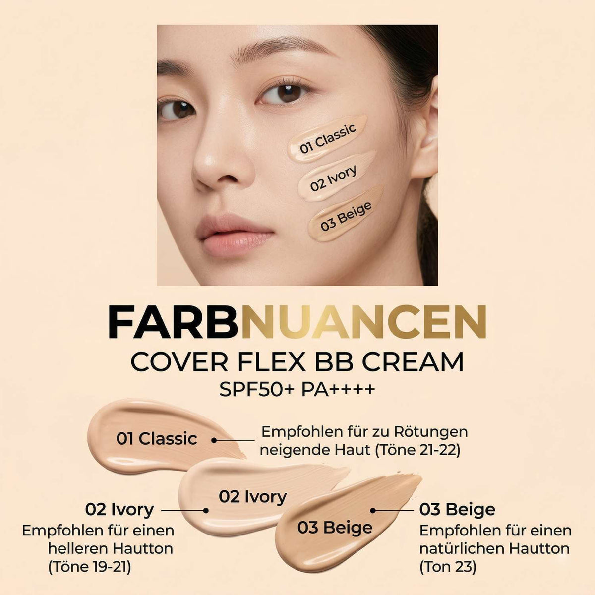 BOM Cover Flex BB Cream SPF50+PA++++ 03 Beige 40 g