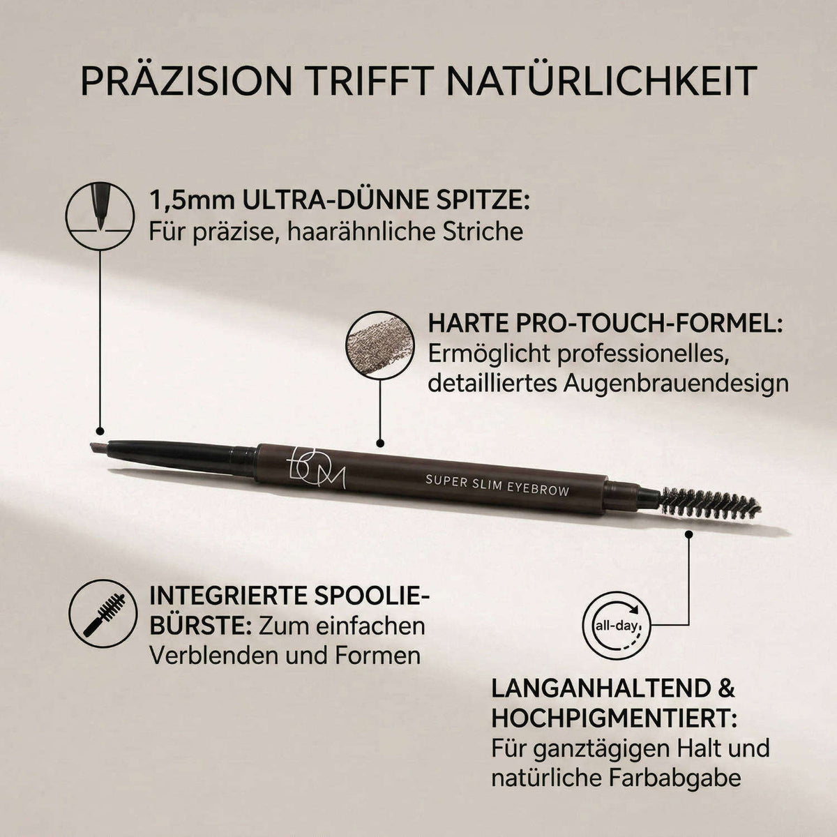 BOM Super Slim Eyebrow #01 Charcoal Brow Namma Markt