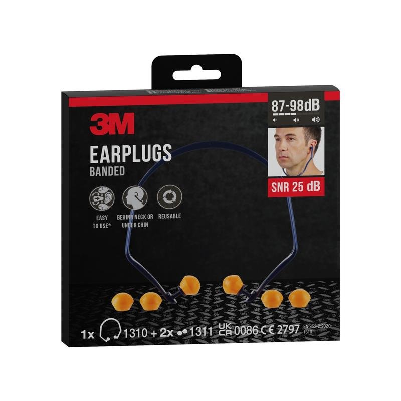 Auslaufartikel: 3M™ Bügelgehörschutz 1310 + 2 Paar Ersatzstöpsel, SNR-Wert 24 - 25 dB (je nach Trageposition), Orange, 1BE+2PRRP/Packung | Packung (1 Stück)