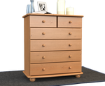 Anika Kommode Massivholz aus 100% Bio Kiefer | 6-Schubladen Sideboard für modernen Wohnstil