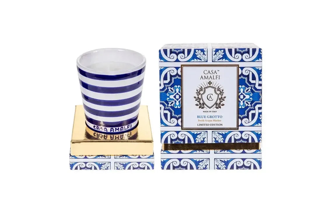 CASA AMALFI BLUE GROTTO HAND PAINTED CANDLE - Fresh Acqua Marine