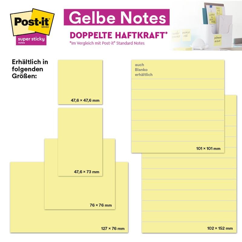 Post-it® Notes, Gelb, 38 mm x 51 mm, Promotion, 100 Blatt/Block, 16 Blöcke + 4 Gratis/Packung, 100% PEFC, SGSCH-PEFC-COC-110078 | Packung (1 Stück)