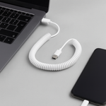 Spiralkabel USB-C auf USB-A (USB 2.0-kompatibel), 100–200 cm, Weiß | System-S