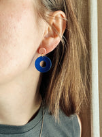 Colorblock Circle Ohrstecker in rosa tintenblau