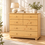 Claudia Kommode Bio Kiefer Massivholz | Sideboard mit 6 Schubladen | Anrichte aus 100% nachhaltigem Holz