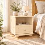 Claudia Kiefer Nachttisch Massivholz mit 1-Schublade und 1 Regal | 100% Bio Kiefer