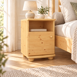 Claudia Kiefer Nachttisch Massivholz | Nachtschrank mit 1 Regal und 1 Tür | 100% Bio Kiefer