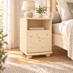 Claudia Kiefer Nachttisch Massivholz | Nachtschrank mit 1 Regal und 1 Tür | 100% Bio Kiefer