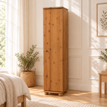 Claudia Kleiderschrank Bio Kiefer 62cm Tiefe | 1-Türig mit Kleiderstange aus 100% massivem Holz