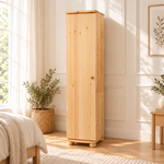 Claudia Kleiderschrank Bio Kiefer 62cm Tiefe | 1-Türig mit Kleiderstange aus 100% massivem Holz