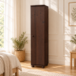 Claudia Kleiderschrank Bio Kiefer 62cm Tiefe | 1-Türig mit Kleiderstange aus 100% massivem Holz