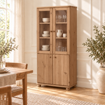 Claudia Buffetschrank Massivholz Vitrine V.2 aus 100% Bio Kiefer | 4-Türig und umweltfreundlich