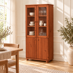 Claudia Buffetschrank Massivholz Vitrine V.2 aus 100% Bio Kiefer | 4-Türig und umweltfreundlich