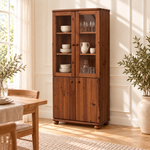 Claudia Buffetschrank Massivholz Vitrine V.2 aus 100% Bio Kiefer | 4-Türig und umweltfreundlich