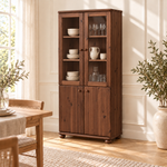 Claudia Buffetschrank Massivholz Vitrine V.2 aus 100% Bio Kiefer | 4-Türig und umweltfreundlich