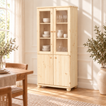 Claudia Buffetschrank Massivholz Vitrine V.2 aus 100% Bio Kiefer | 4-Türig und umweltfreundlich