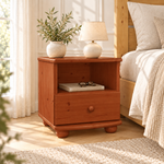 Claudia Kiefer Nachttisch Massivholz mit 1-Schublade und 1 Regal | 100% Bio Kiefer