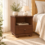 Claudia Kiefer Nachttisch Massivholz mit 1-Schublade und 1 Regal | 100% Bio Kiefer