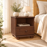 Claudia Kiefer Nachttisch Massivholz mit 1-Schublade und 1 Regal | 100% Bio Kiefer