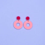 Colorblock Circle Ohrstecker in pink & rosa