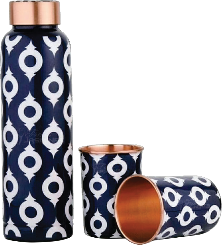 COPPER MEENA OREO WITH 2 GLASS GIFT SET product image 1