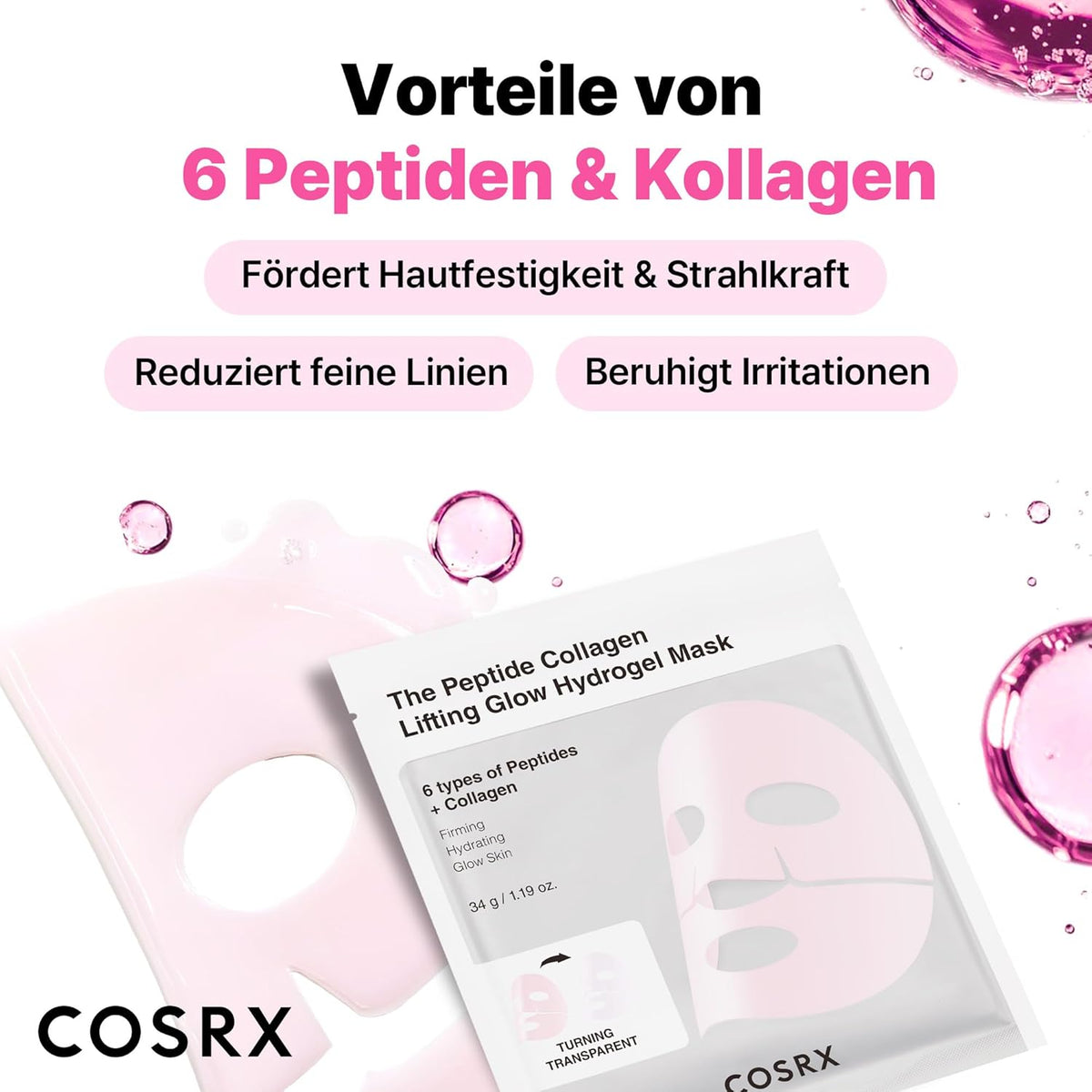COSRX the Peptide Collagen Lifting Glow Hydrogel Mask 3 St.