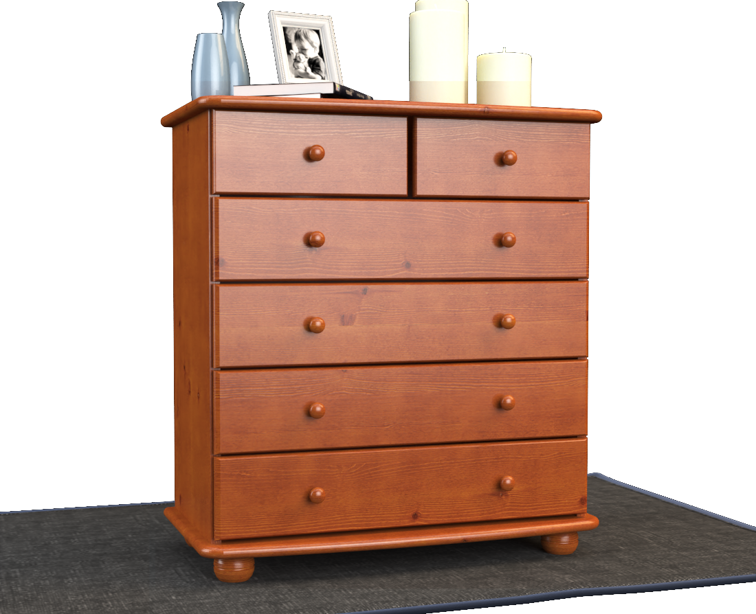 Anika Kommode Massivholz aus 100% Bio Kiefer | 6-Schubladen Sideboard für modernen Wohnstil
