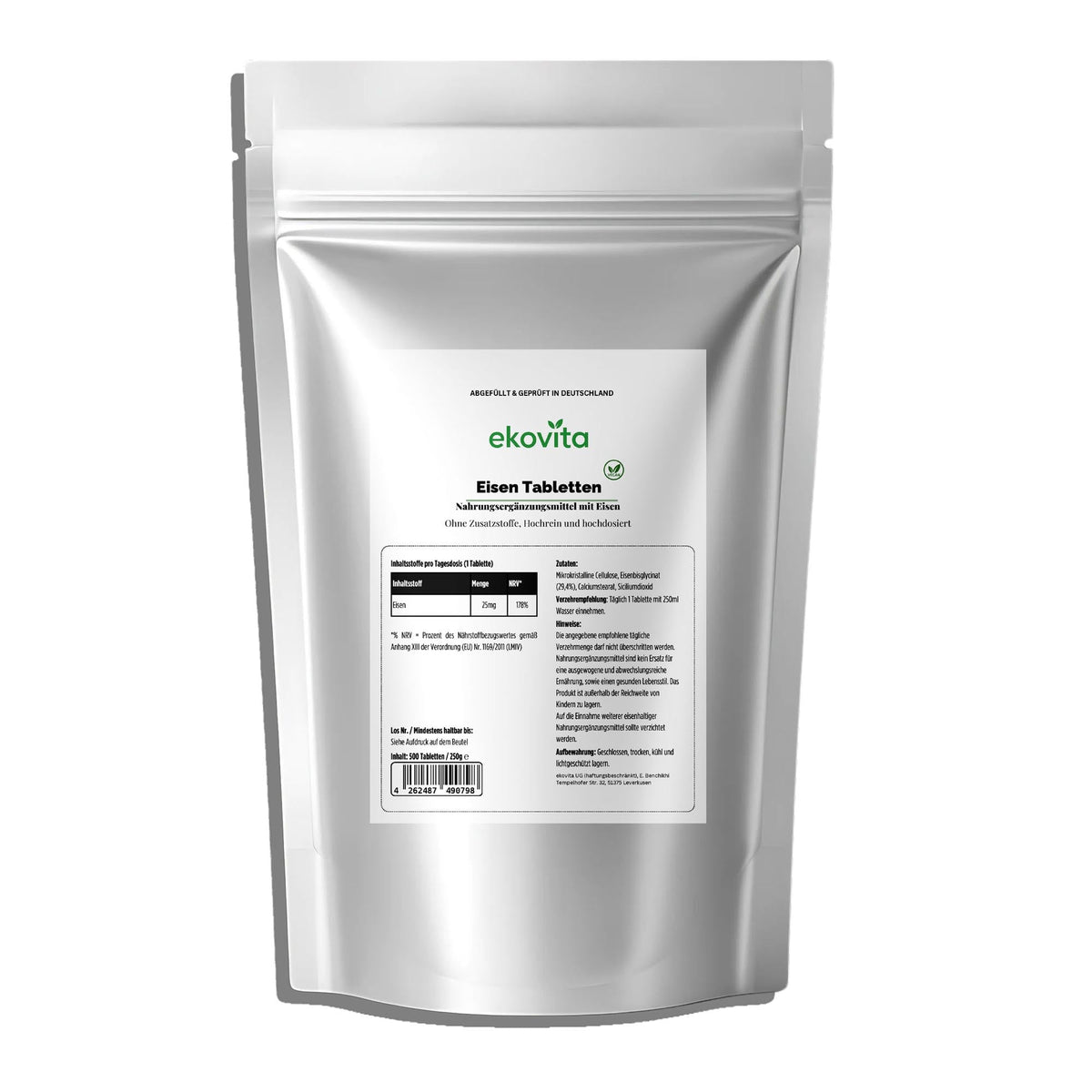 Eisen Bisglycinat 25mg – Laborgeprüftes Premium von ekovita