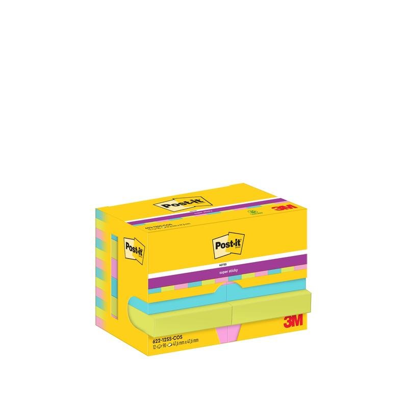 Post-it® Super Sticky Notes, 47,6 mm x 47,6 mm, 90 Blatt/Block, 100% PEFC