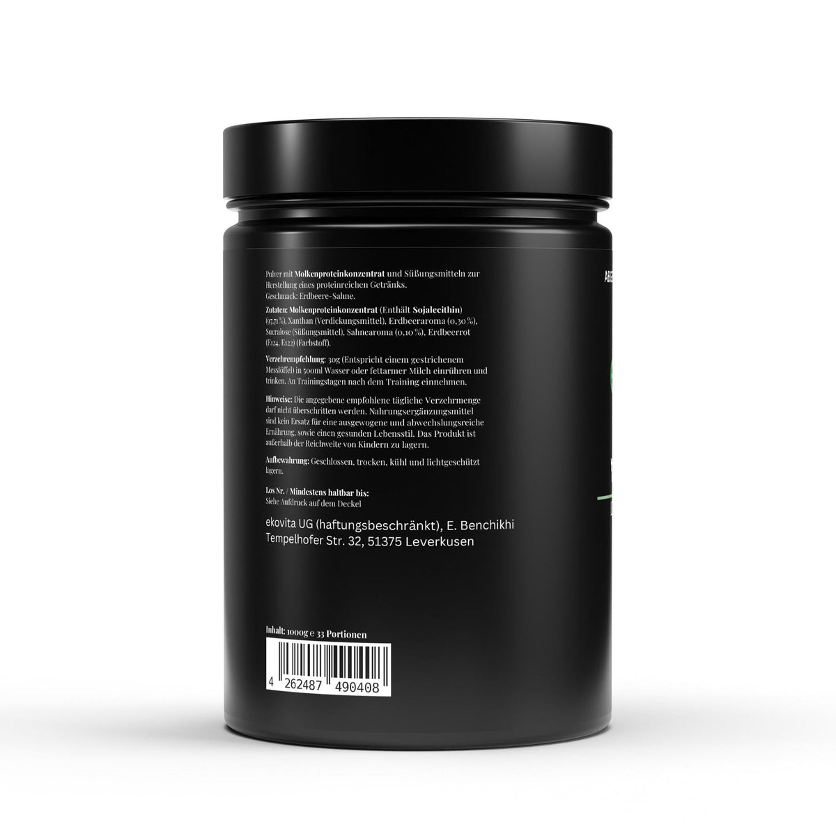 Premium Whey Protein Erdbeere – ekovita | Laborgeprüftes Protein