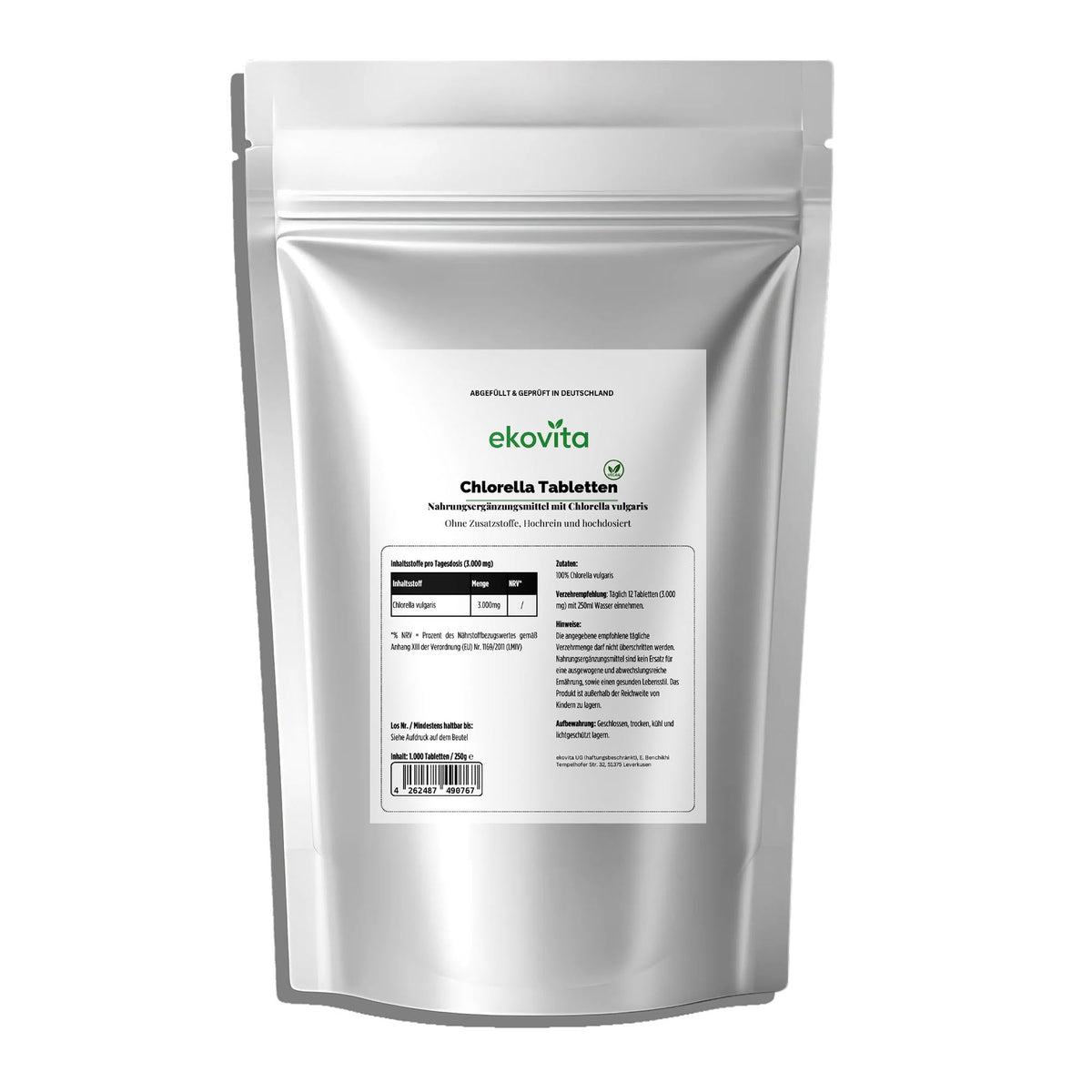 Chlorella Tabletten hochdosiert | ekovita - Laborgeprüft