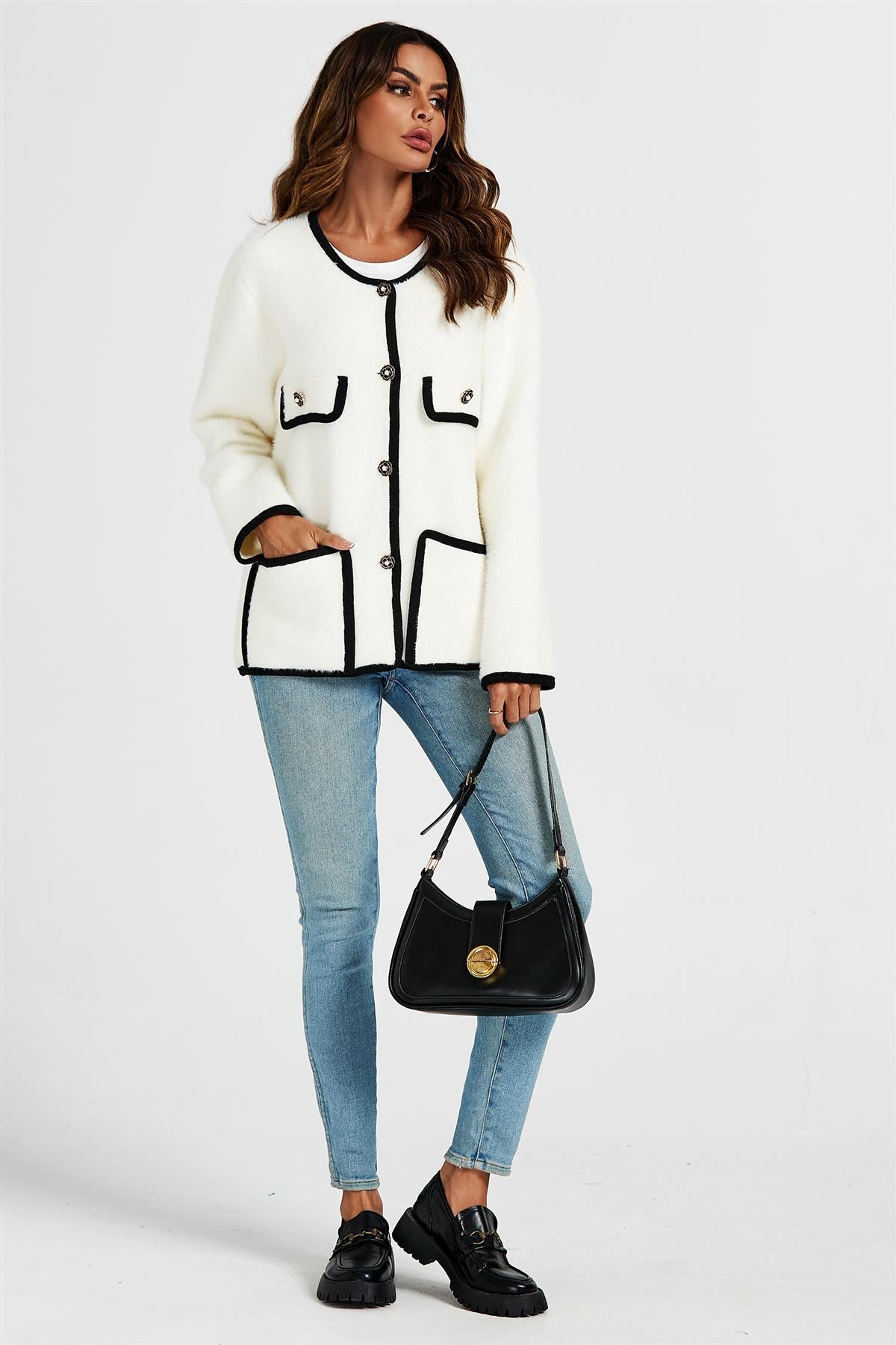 Relaxed Boucle Jacket In Cream White