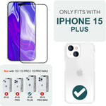NALIA 2x Schutzglas & 1x Schablone - Set kompatibel mit iPhone 15 Plus Glas, 9H Full-Screen Glasfolie [Case-Friendly], Applikator einfache Installation, Transparenter Displayschutz mit schwarzem Rand