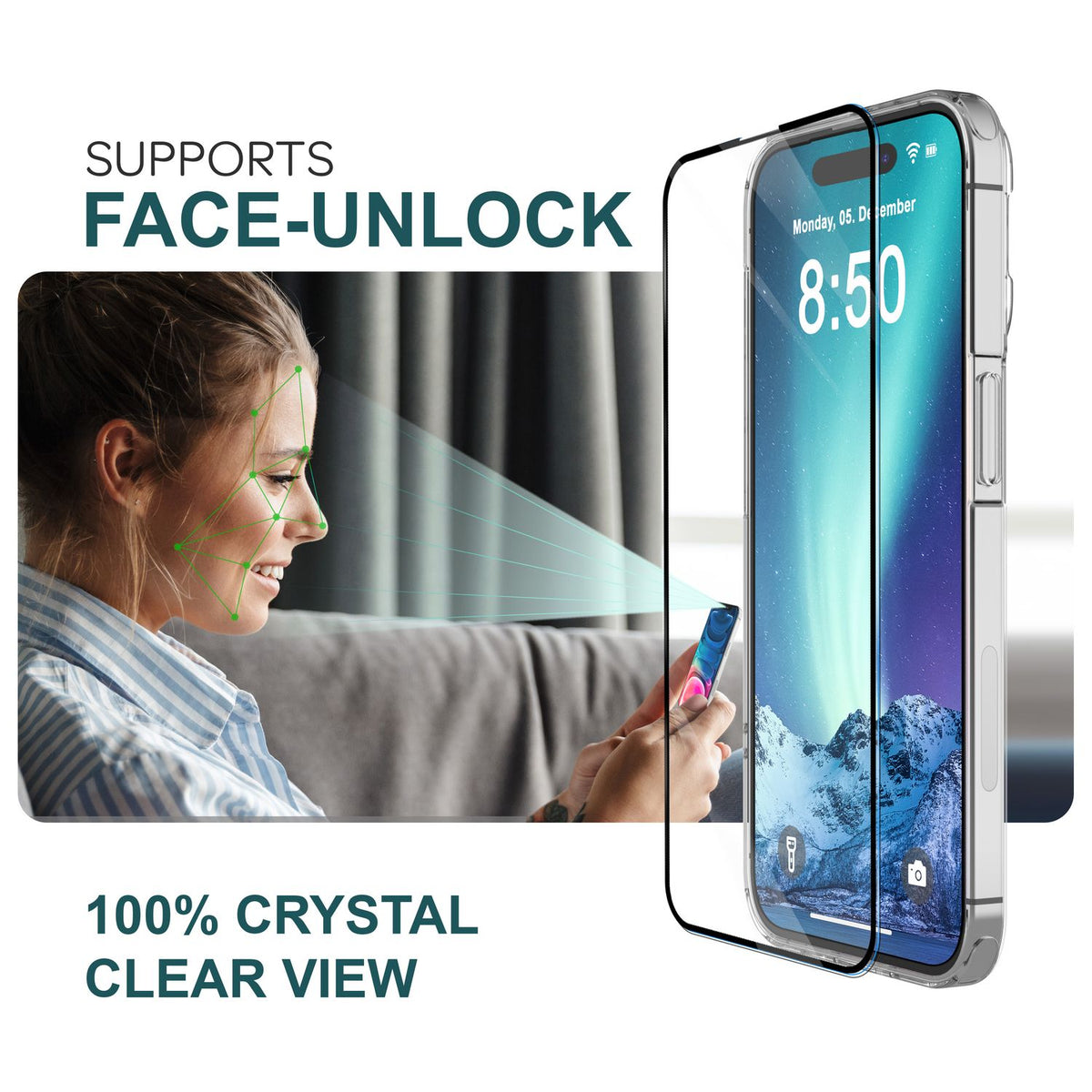 NALIA 2x Schutzglas & 1x Schablone - Set kompatibel mit iPhone 15 Pro Max Glas, 9H Full-Screen Glasfolie [Case-Friendly] Applikator einfache Installation, Displayschutz Transparent mit schwarzem Rand