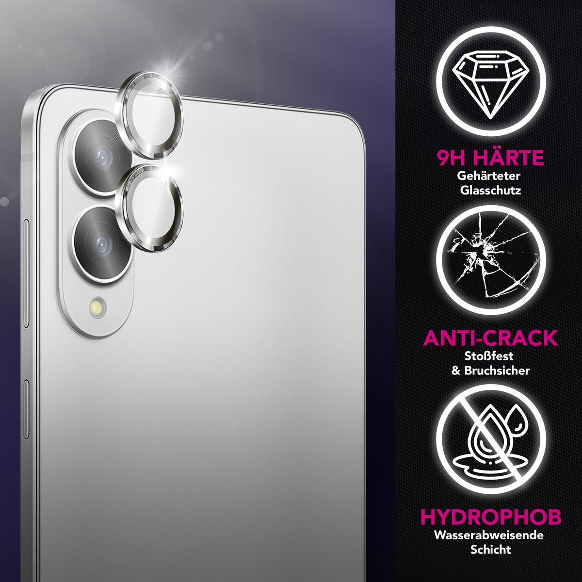 NALIA Glas Kameraschutzringe für Samsung Galaxy S25 Edge – Linsenschutz & Case Friendly – FOCUS.PRO CLX (9H Härtegrad & Montagerahmen) – Marke aus Berlin