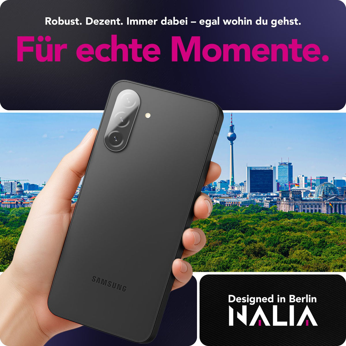 NALIA 2x Kameraschutzglas für Samsung Galaxy A26 – Linsenschutz 9H & Case-Friendly – FOCUS.X2 MAX (HD-Echtglas Transparent) – Marke aus Berlin