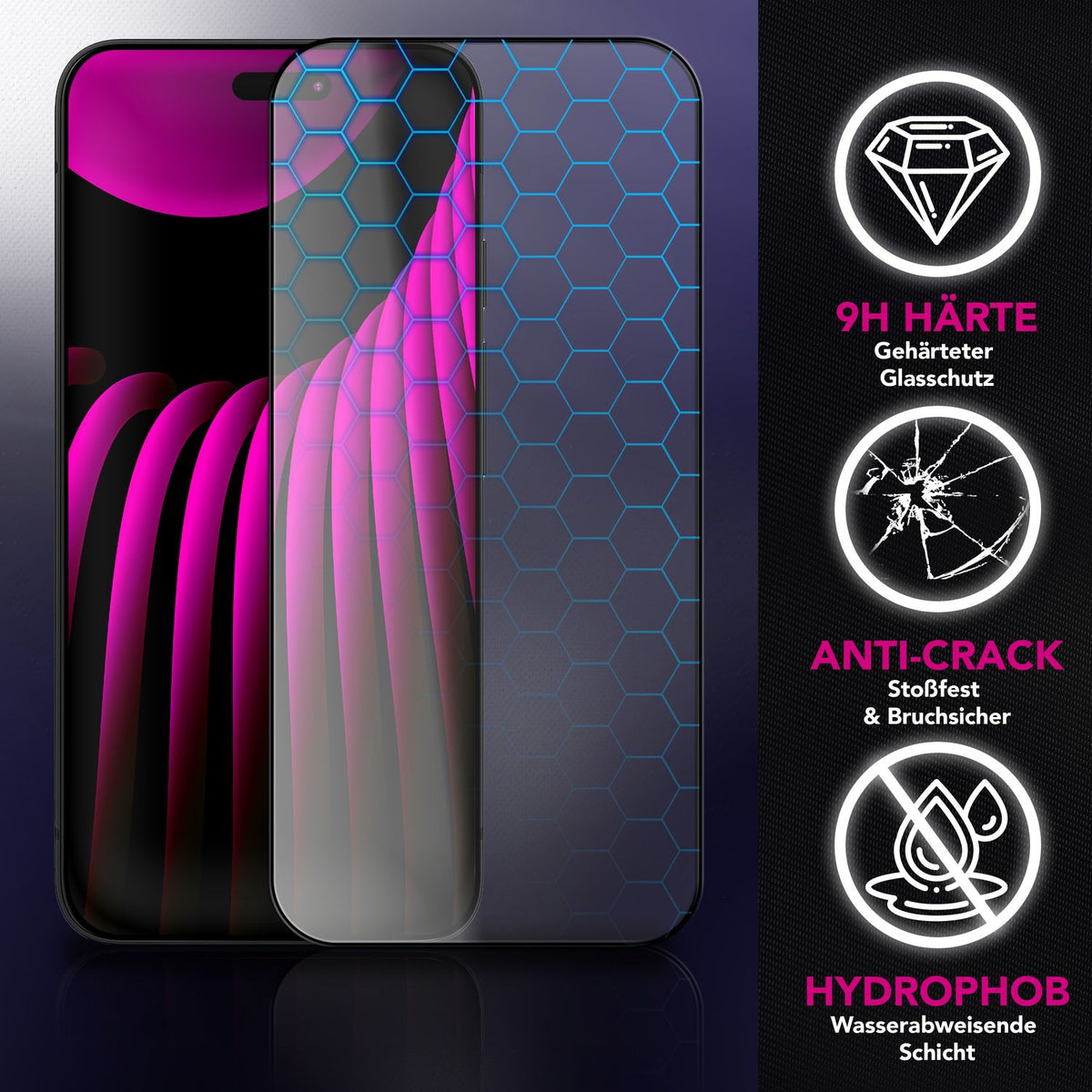 NALIA ArmorGlassX passend für Apple iPhone 18 Pro Max / 17 Pro Max Glas (super klarer Displayschutz), 2x Schutzglas 9H gehärtet, Robust, Touch-optimiert, Hüllen-kompatibel, Anti-Fingerabdruck, schwarzer Rahmen