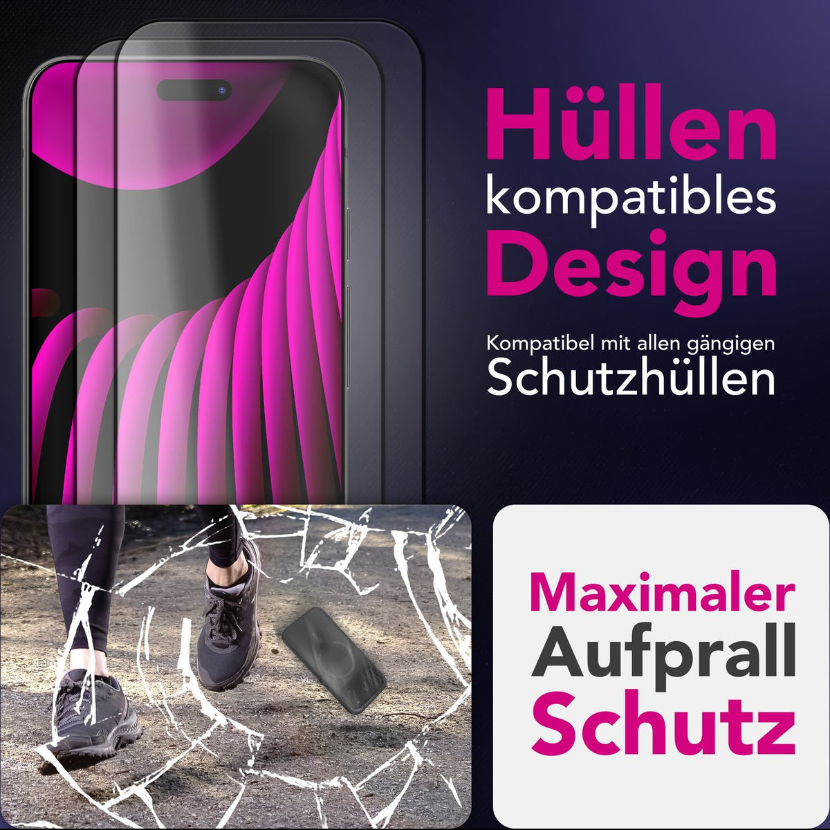 NALIA ArmorGlassX passend für Apple iPhone 18 Pro Max / 17 Pro Max Glas (super klarer Displayschutz), 2x Schutzglas 9H gehärtet, Robust, Touch-optimiert, Hüllen-kompatibel, Anti-Fingerabdruck, schwarzer Rahmen
