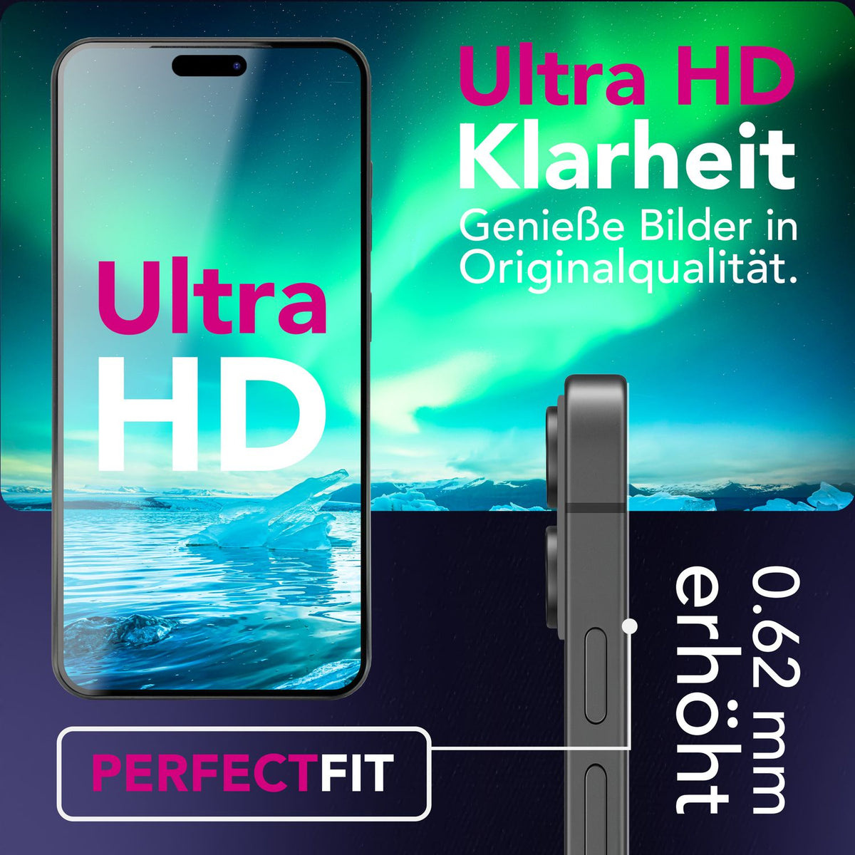 NALIA ArmorGlassX passend für Apple iPhone 18 Pro Max / 17 Pro Max Glas (super klarer Displayschutz), 2x Schutzglas 9H gehärtet, Robust, Touch-optimiert, Hüllen-kompatibel, Anti-Fingerabdruck, schwarzer Rahmen
