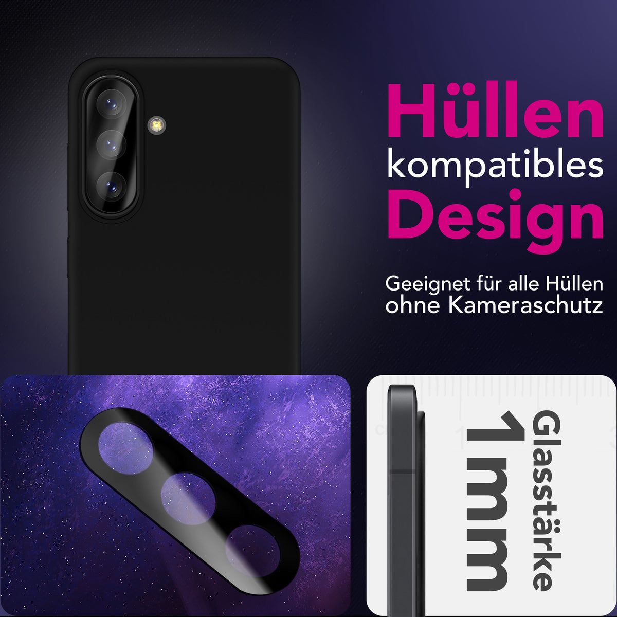 NALIA 2x Kameraschutzglas für Samsung Galaxy A37 – Linsenschutz 9H & Case-Friendly – FOCUS.X2 MAX (HD-Echtglas Transparent) – Marke aus Berlin