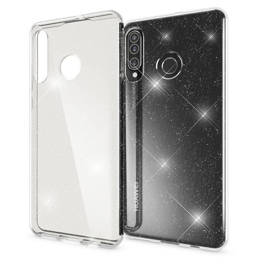 NALIA Glitzerhülle für Huawei P30 Lite – Funkelndes Silikon Case – DAZZLIN (Transparent & Stoßfest) – Marke aus Berlin