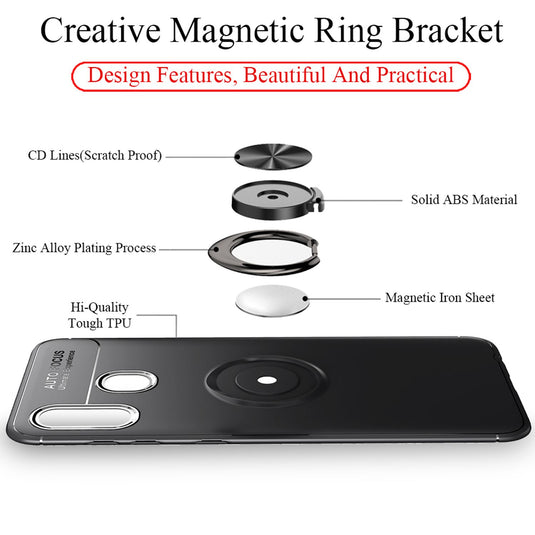NALIA Ring Hülle kompatibel mit Samsung Galaxy A40, Silikon Handyhülle mit 360 Grad Finger-Halter für magnetische KFZ-Halterung, Schutzhülle Cover Phone Case Handy-Tasche Etui