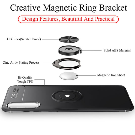 NALIA Ring Hülle kompatibel mit Samsung Galaxy A50, Silikon Handyhülle mit 360 Grad Finger-Halter für magnetische KFZ-Halterung, Schutzhülle Cover Phone Case Handy-Tasche Etui