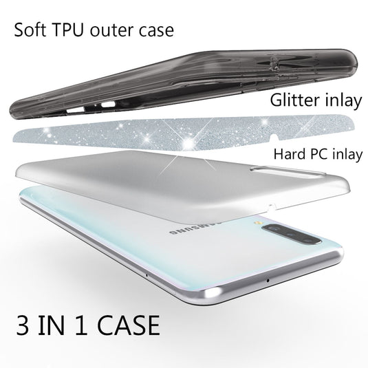 NALIA Glitzer Hülle kompatibel mit Samsung Galaxy A70, Diamant Schutzhülle Glitter Case Bling Cover Silikon Handyhülle Dünn, Ultra-Slim Phone Backcover Handy-Tasche Diamond Bumper Etui