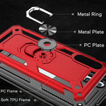 NALIA Ring Hülle + Schutzglas kompatibel mit Samsung Galaxy A50, 9H Displayschutz & 360° Finger-Halter Handyhülle für magnetische KFZ-Halterung, Silikon Cover & Hard-Case Bumper