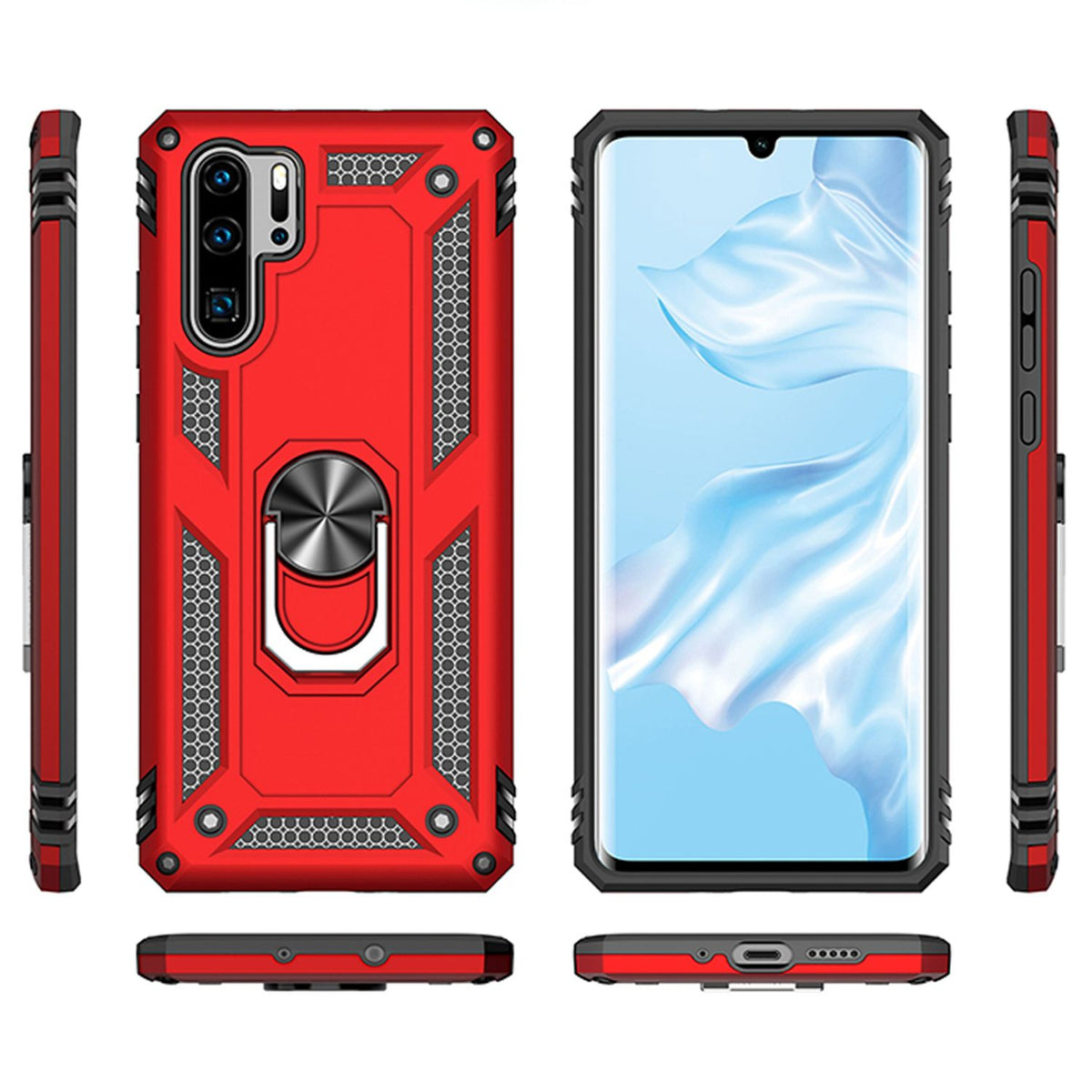 NALIA Panzerhülle für Huawei P30 Pro – Ring-Ständer 360° & Magnet-Halterung Kompatibel – RINGDEFEND (Stoßfestes Outdoor Case) – Marke aus Berlin