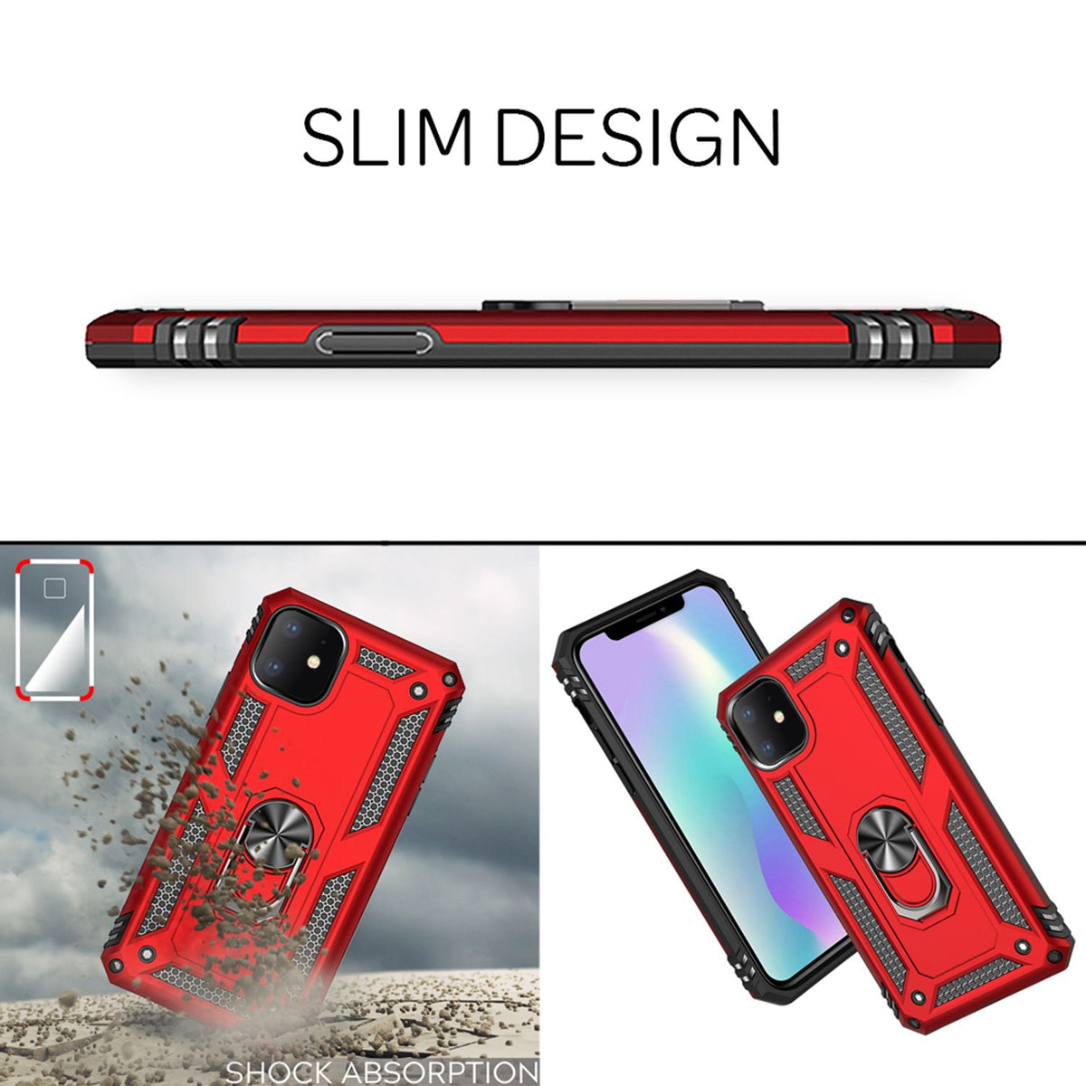 NALIA Panzerhülle für iPhone 11 – Ring-Ständer 360° & Magnet-Halterung Kompatibel – RINGDEFEND (Stoßfestes Outdoor Case) – Marke aus Berlin