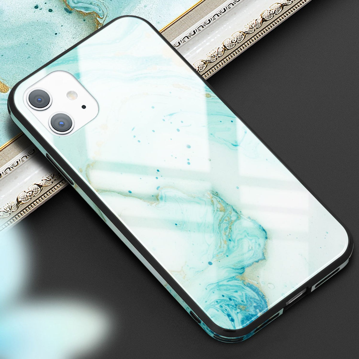 NALIA Hartglas Cover kompatibel mit iPhone 11 Hülle, Marmor Design Hard-Case aus 9H Tempered Glass & Silikon Bumper, Robuste Handyhülle Phone Schutzhülle Handy-Tasche