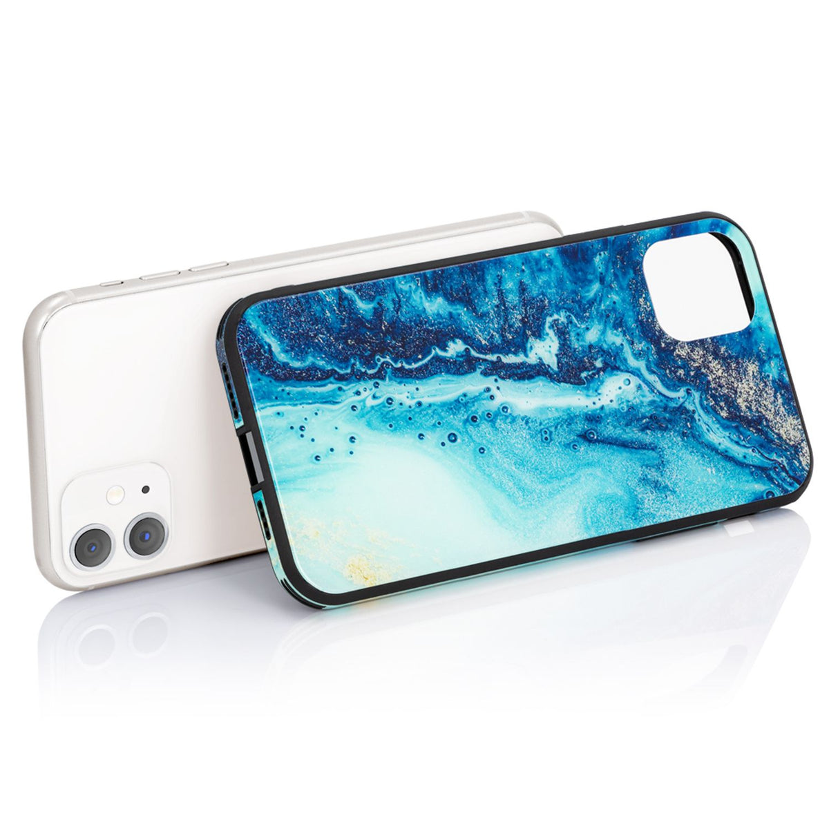 NALIA Hartglas Cover kompatibel mit iPhone 11 Hülle, Marmor Design Hard-Case aus 9H Tempered Glass & Silikon Bumper, Robuste Handyhülle Phone Schutzhülle Handy-Tasche