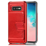 NALIA Schutzhülle kompatibel mit Samsung Galaxy S10e Hülle, Case mit Spiegel & Kartenfächern & Magnet-Verschluss, Glänzendes Kunst-Leder Etui Handy-Tasche Mirror Hard-Cover Handyhülle